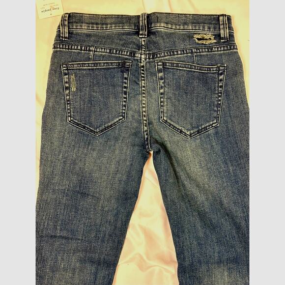 Free People Distressed Fishnet-Inlet Skinny Jeans Tupelo Blue 25 - Picture 16 of 16